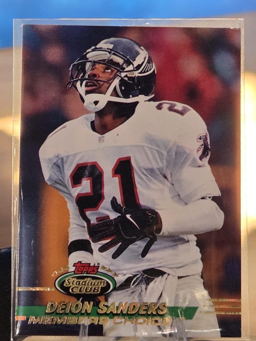 This card is a 1993 Topps Stadium Club Members Choice Deion Sanders #493.